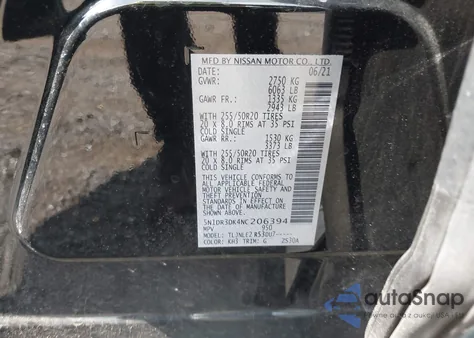 2022 Nissan Pathfinder Platinum 4Wd z USA, uszkodzony, nr VIN 5N1DR3DK4NC206394